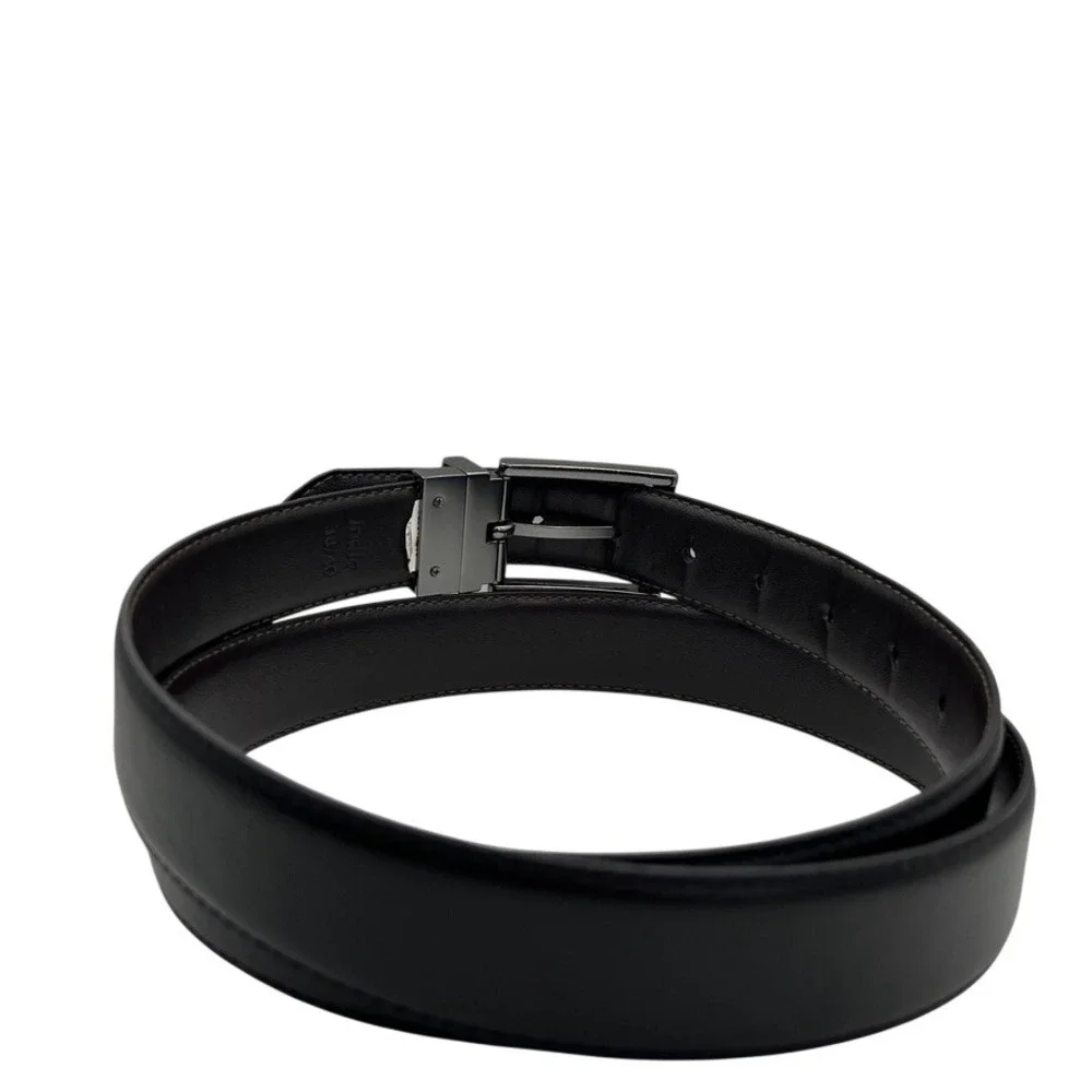 Steve Madden Mens Reversible Leather Belt Black Brown Gunmetal Buckle 38 40